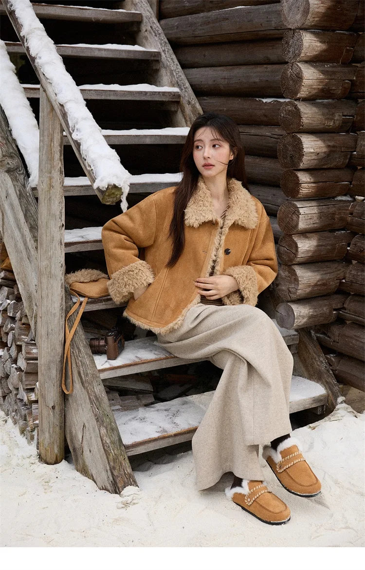 MISHOW Women's Winter Pants 2025 Retro Trousers with Three-dimensional Pleats Pants Pocket Decoration Wide Leg Pants MXE90K1129