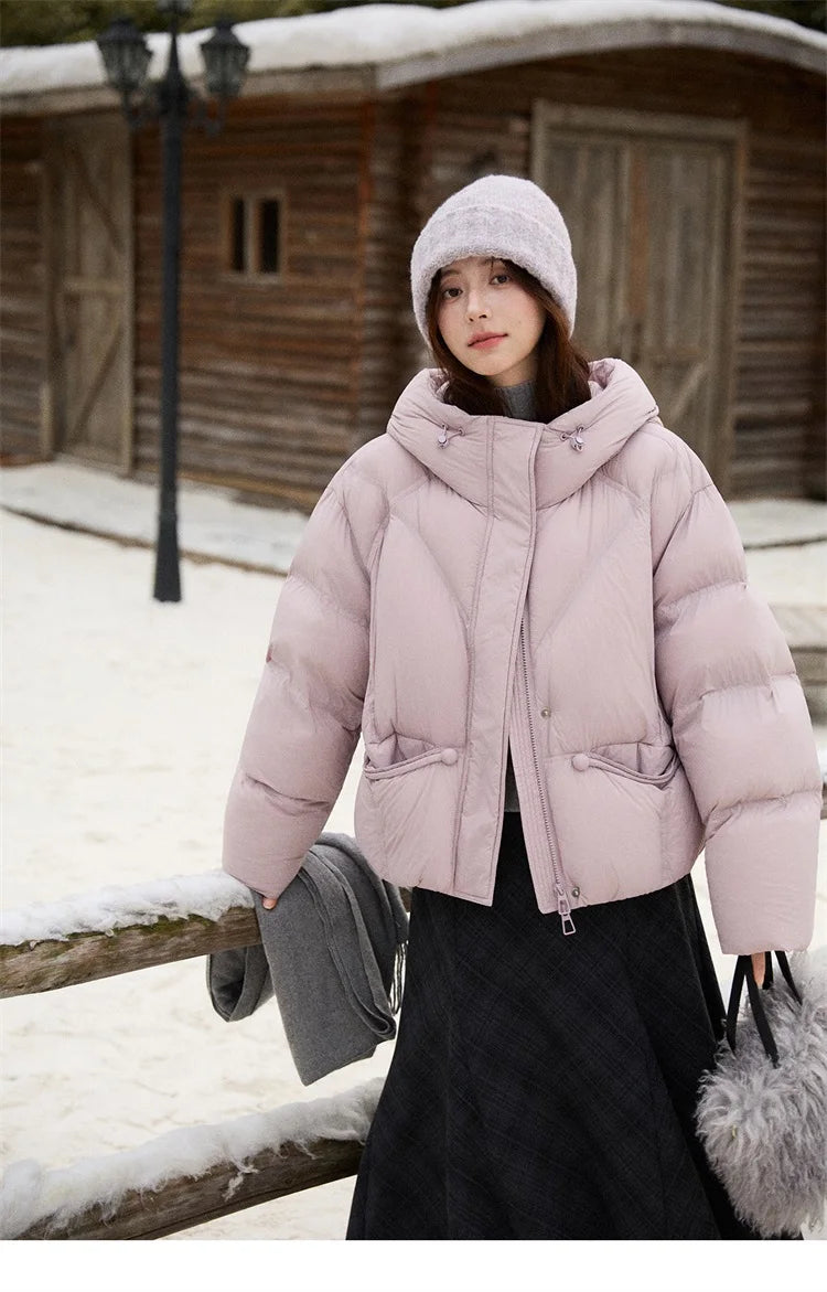MISHOW Blue Down Coat Women 2025 Winter Fashion Elegant 90% White Duck Down Short Lightweight Puffer Jacket Warm MXE51Y0081