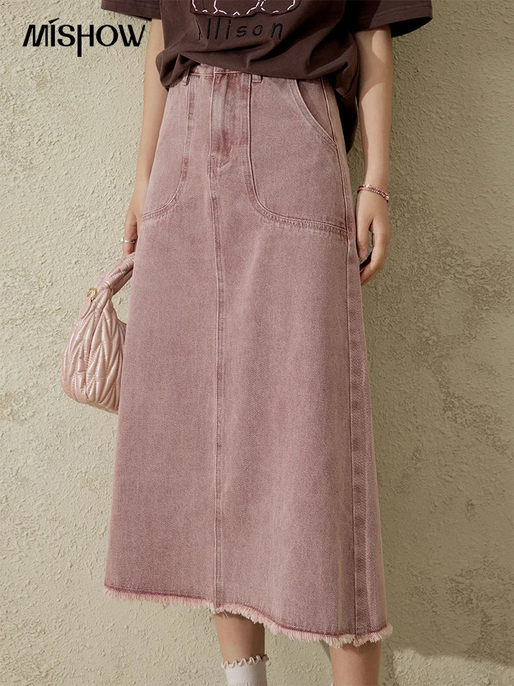 MISHOW Casual Spring Summer Skirt Women New 2025 Solid High Waist Slim Denim Skirts Female Fashion Straight Clothing MXD44B0506