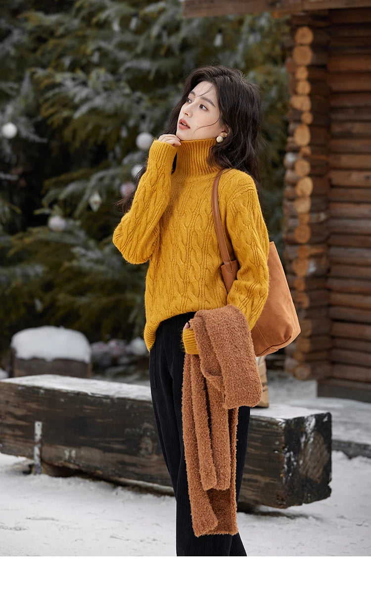 MISHOW Corduroy Pants High Waist Straight Pants Pocket Design Velvet Inside Comfortable Touch Slim Fit Office Lady MXD55K0813