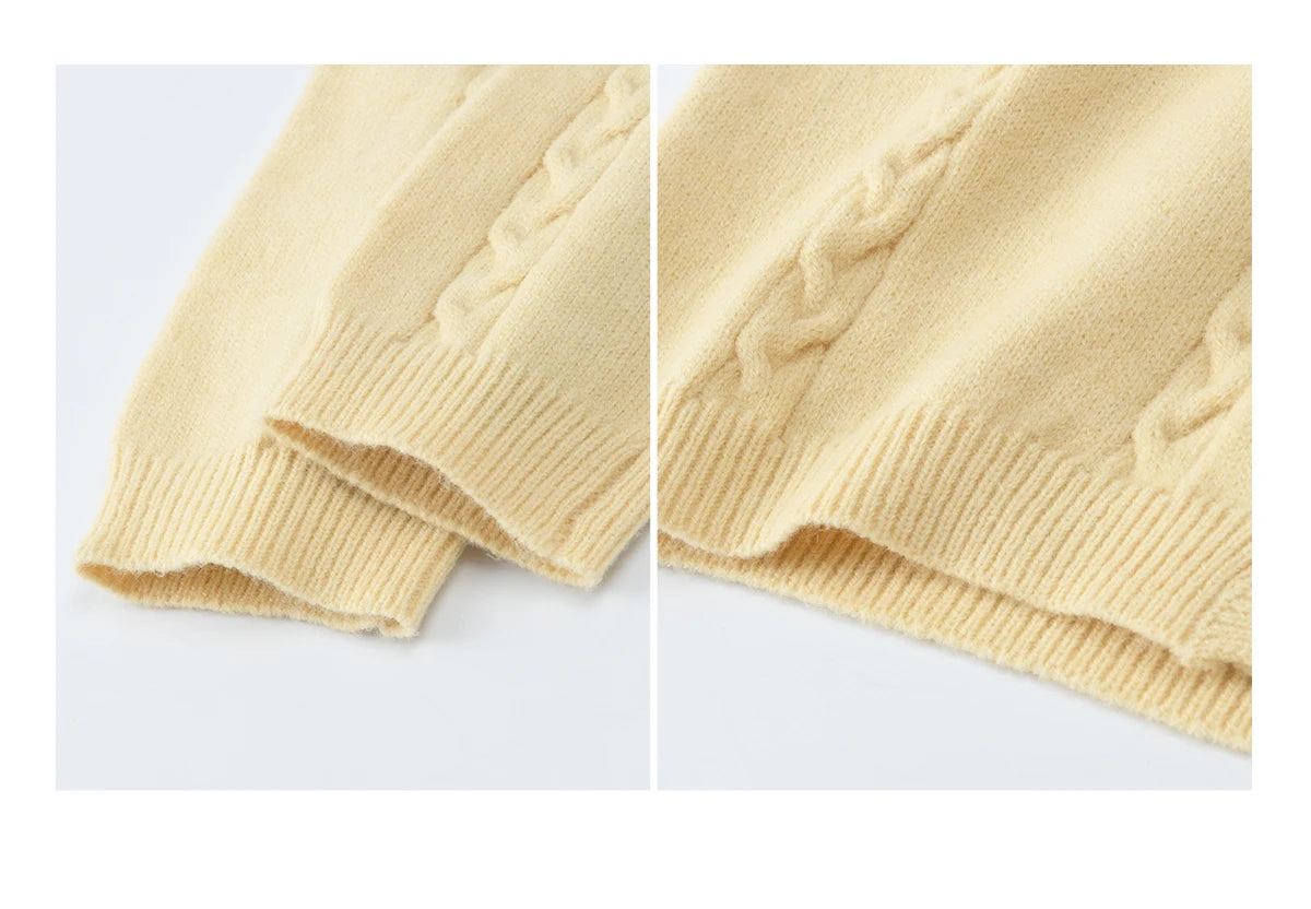 MISHOW Women's Cable Knit Cardigan Spring Peter Pan Collar Floral Embroidery Sweater Long Sleeve Casual Loose Tops MXF11Z2904