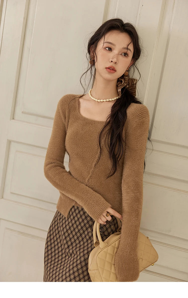 MISHOW Lamb Wool Short Jacket Women Ox Horn Button 2024 Fall Winter New Fashion Warm Loose Splicing Suede Top MXD36W0504
