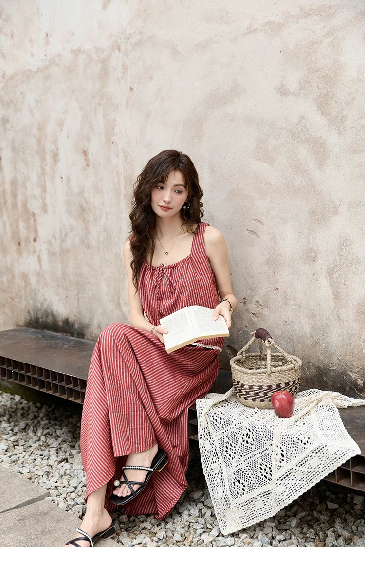 MISHOW French Red Stripe Tank Blouse Elastic Waist Skirt Separately Women 2024 Summer Slim Vacation Strap Waist Skirt MXD30X1631