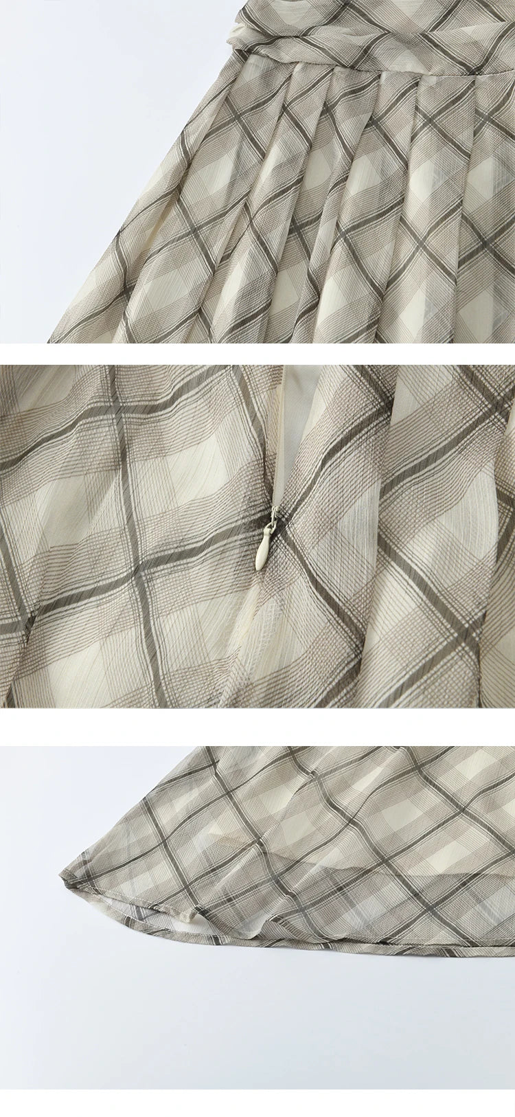 MISHOW Apricot Green Retro Plaid Skirt for Women Summer 2025 Pleated Chiffon High Waist Elegant Slim A-line Skirts MXE35B0747