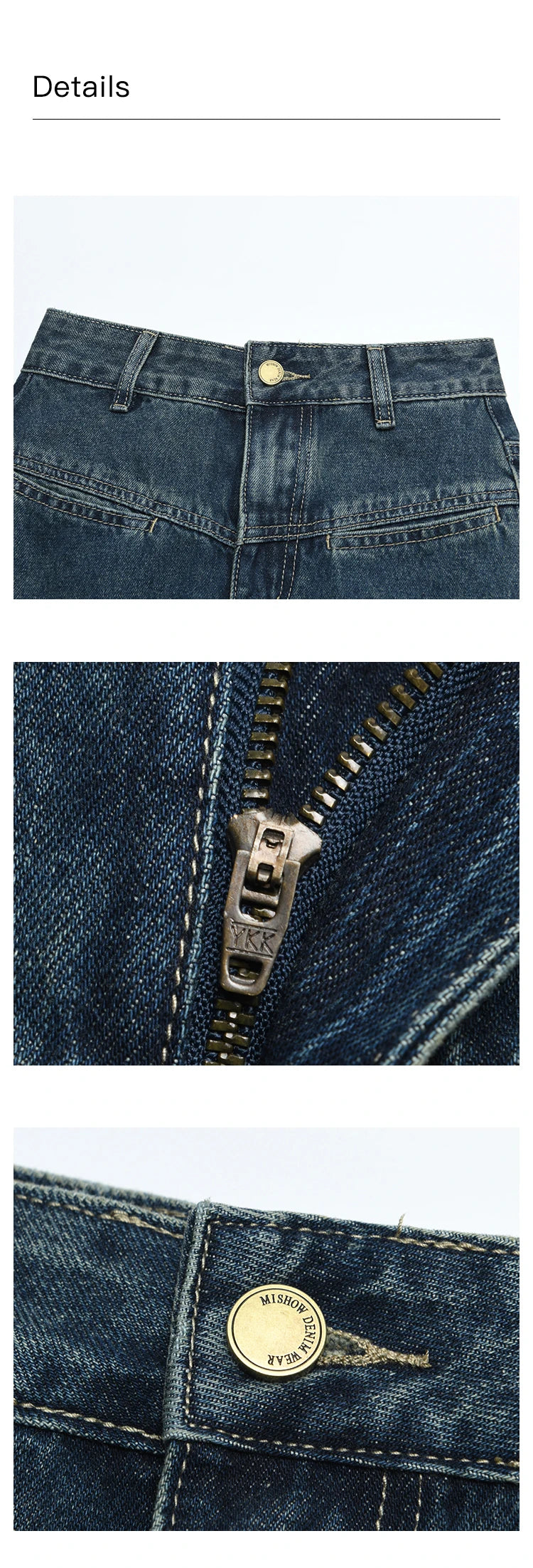 MISHOW Denim Fishtail Skirt 2024 Summer Retro Casual Love Embroidered Pockets Skirt A-line Umbrella Knee-Length Skirt MXD28B0414