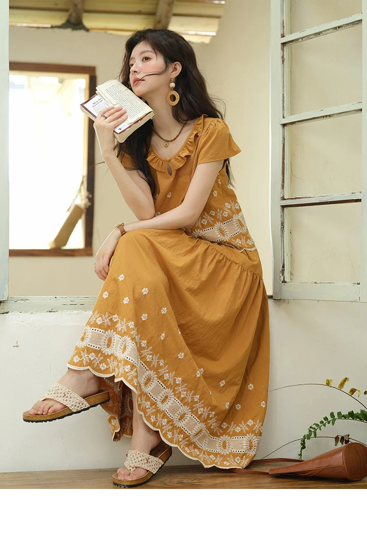 MISHOW Women's Clothing Two Piece Set 2025 French Lace Embroidery Blouse A-line Straight Half Skirt Ladies Summer Set MXE39T0645