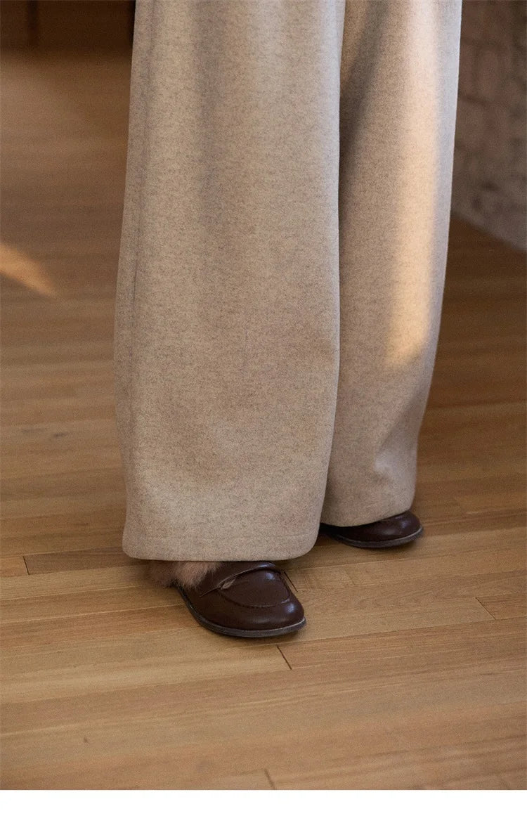 MISHOW Women's Winter Pants 2025 Retro Trousers with Three-dimensional Pleats Pants Pocket Decoration Wide Leg Pants MXE90K1129