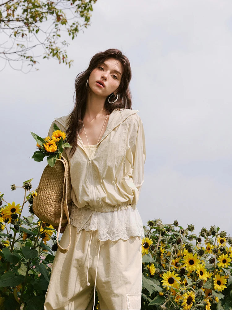 MISHOW Sunscreen Summer Coat Women New 2025 Long Sleeve Hooded Solid Lace Loose Cardigan Female Thin Breathable MXE33W0780