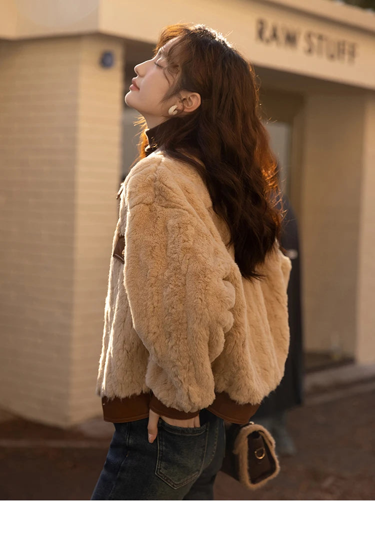 MISHOW Women's Lamb Wool Coat 2022 Winter Single Breasted Leather Turn-down Collar Thickened Warm Outwear Office Lady MXB43W0490