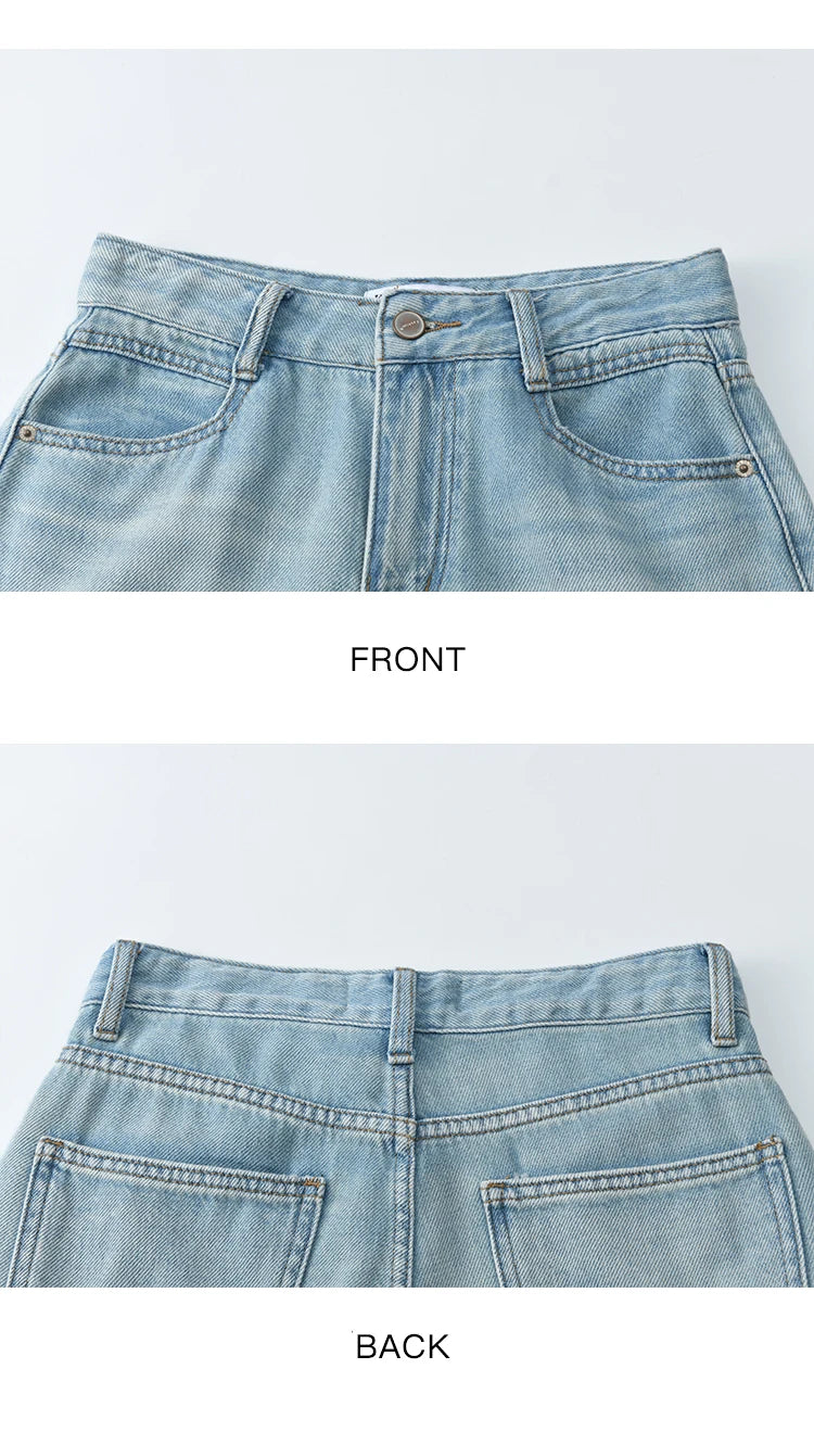 MISHOW Denim Blue Lace Straight Leg Pants for Women Summer 2025 High Waist Trousers 100 Cotton Casual Wide Leg Jeans MXE35K0947