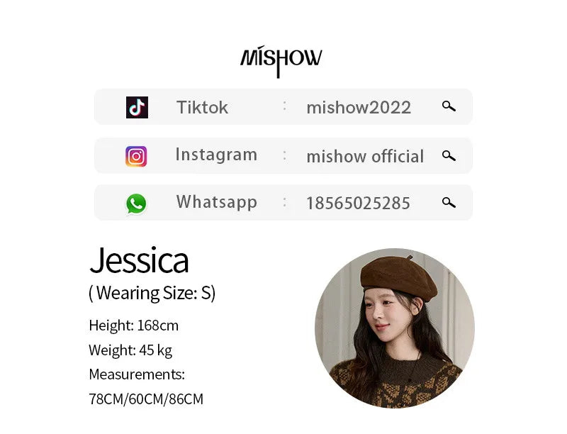 Mishow Color Block Leopard Jacquard Half Turtleneck Sweater MXE91Z2839