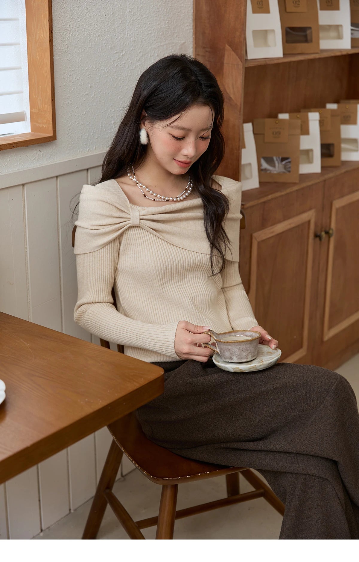 MISHOW Women Pants 2025 Autumn Winter Retro Brown Wide-leg Pants High Waist Design Loose Casual Drape Pants MXE88K1122