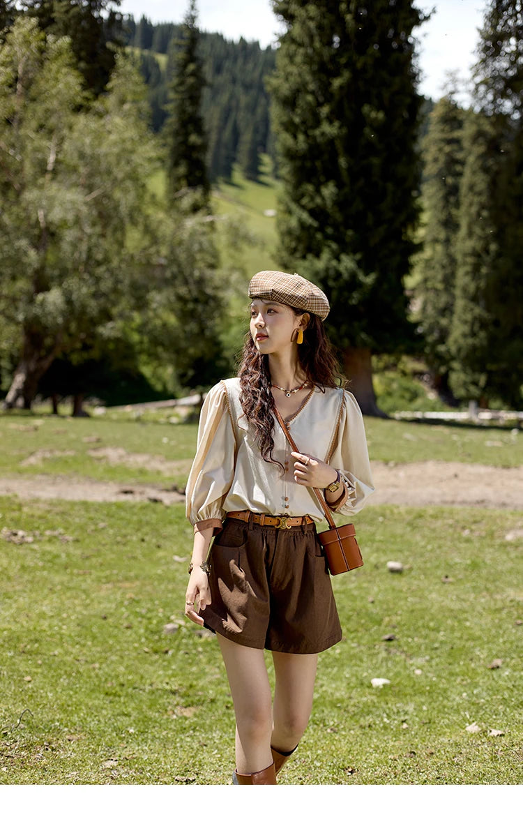 MISHOW High Waist Loose Casual Short Pants for Women Spring Autumn 2024 Versatile Slim Solid Straight Leg Shorts MXD41K0721