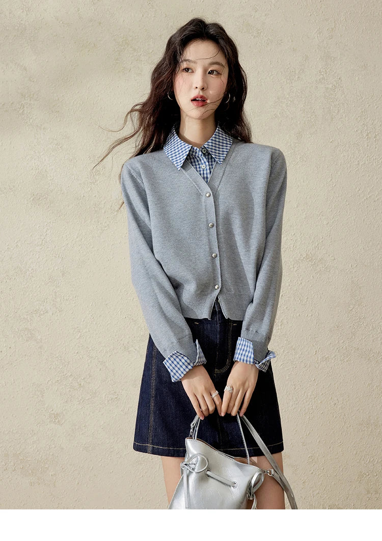 MISHOW Women's Retro Deep Blue Short Denim Skirt Spring High Waist Slim A-line Skirts Denim Commuting Versatile Skirt MXE13B0658