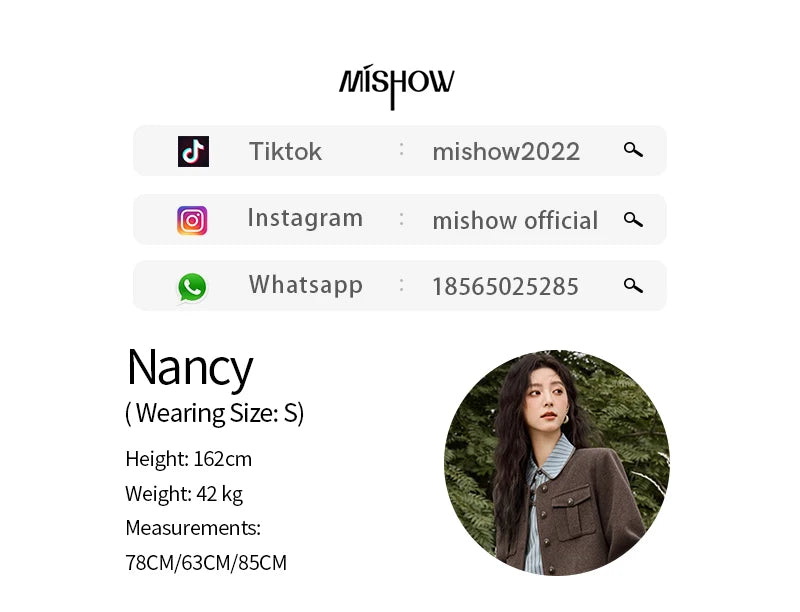 MISHOW Plaid Tweed Skirt Long-sleeved Jacket Long Skirt Separately Winter 2024 Korean O Neck Coat Front Slit Skirt MXD43W0445