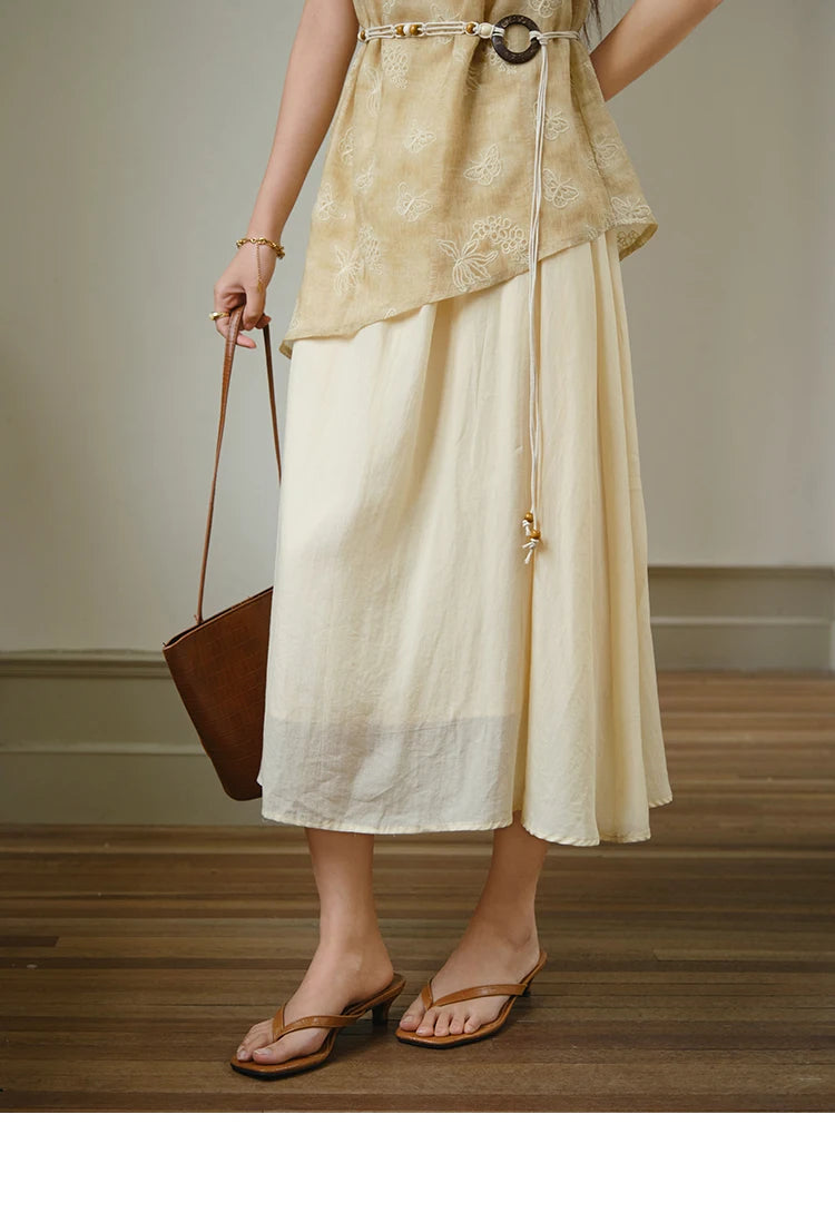 MISHOW Fashion Butterfly Embroidery Dress 2025 Summer Splicing Beaded Collar Comes with Retro Belt Dresses MXE36L2250