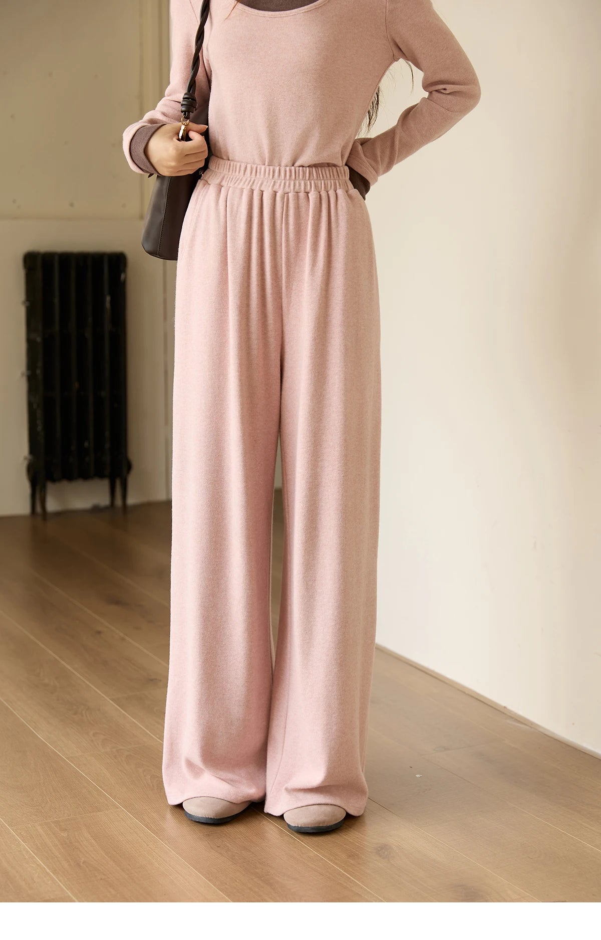 MISHOW Elastic Waist Casual Pants 2025 Autumn Winter Solid Full Length Pants Loose Wide Leg Trousers Office Lady MXE89K1119