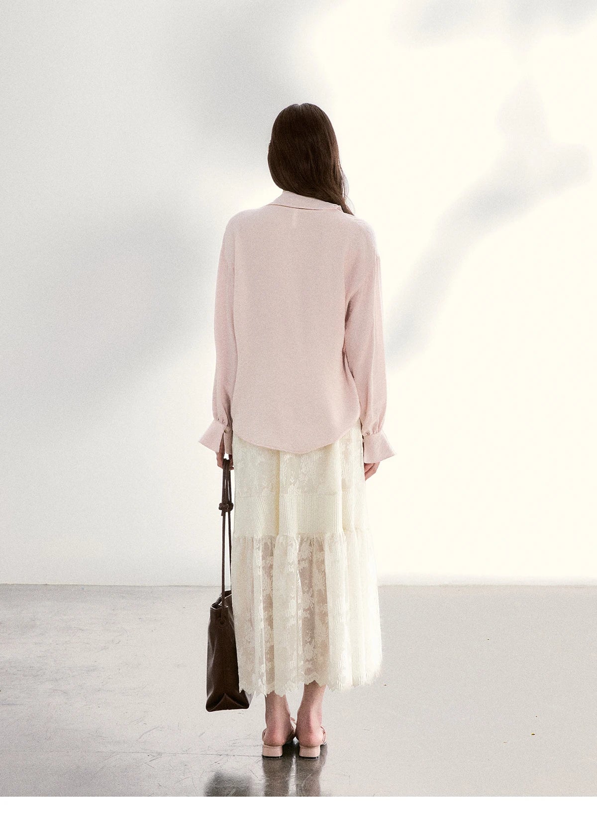 MISHOW Women's Pink Elegant Blouse 2026 Spring Asymmetrical Ruffled Collar Button Shirts Puff Sleeve Casual Loose Top MXF11X2520