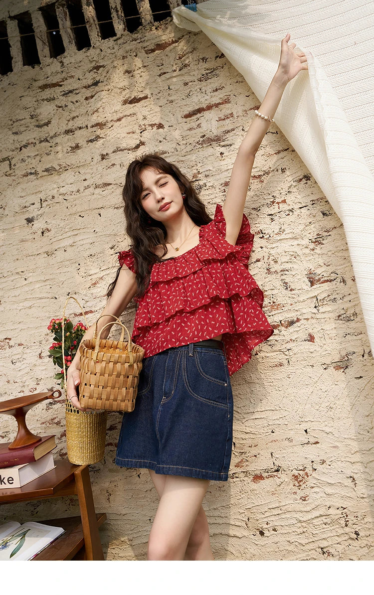 MISHOW High Waisted Denim Skirts for Women 2024 Summer New Fashion Simple Versatile Female Korean Style Chic Skirt MXD23B0366