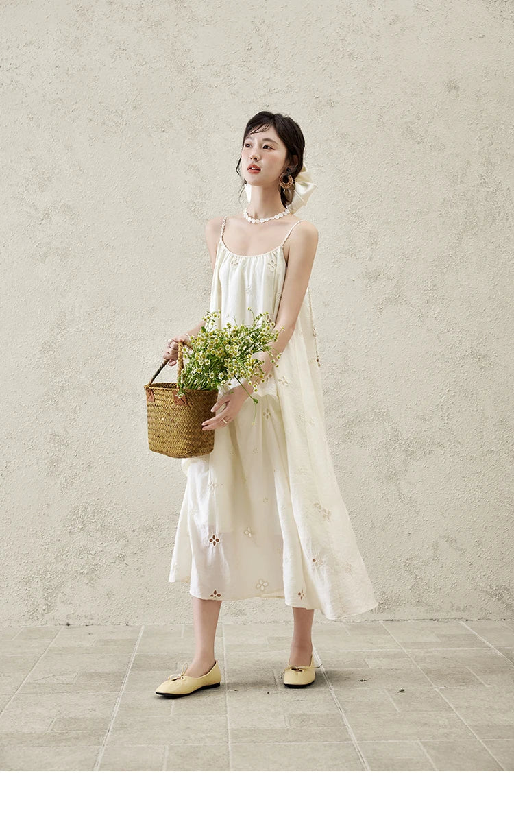 MISHOW Elegant Summer Camisole Dress Women 2025 New Sleeveless Hollow Embroidery Slim Dresses Female Fashion Romantic MXE15L2142