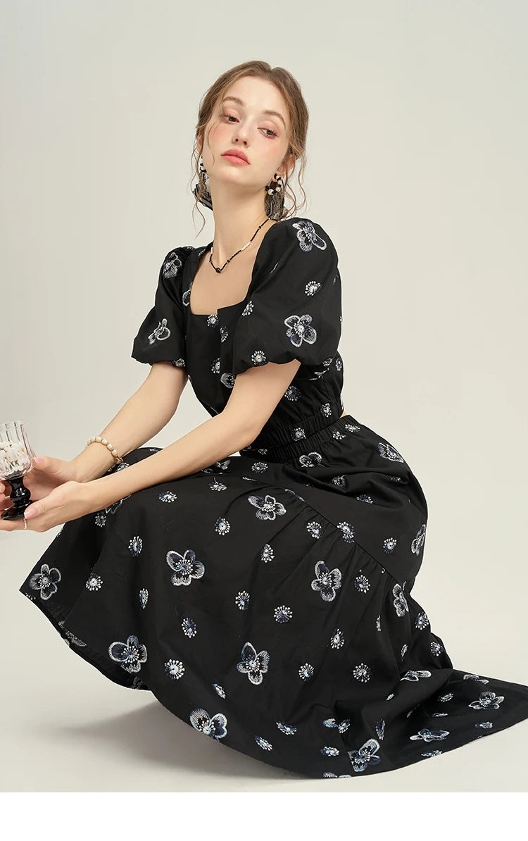 MISHOW High Waist Slim Floral Printing A-line Skirts Temperament Mid Length Skirt 2025 Summer Elastic Waist Skirt MPD21B0398