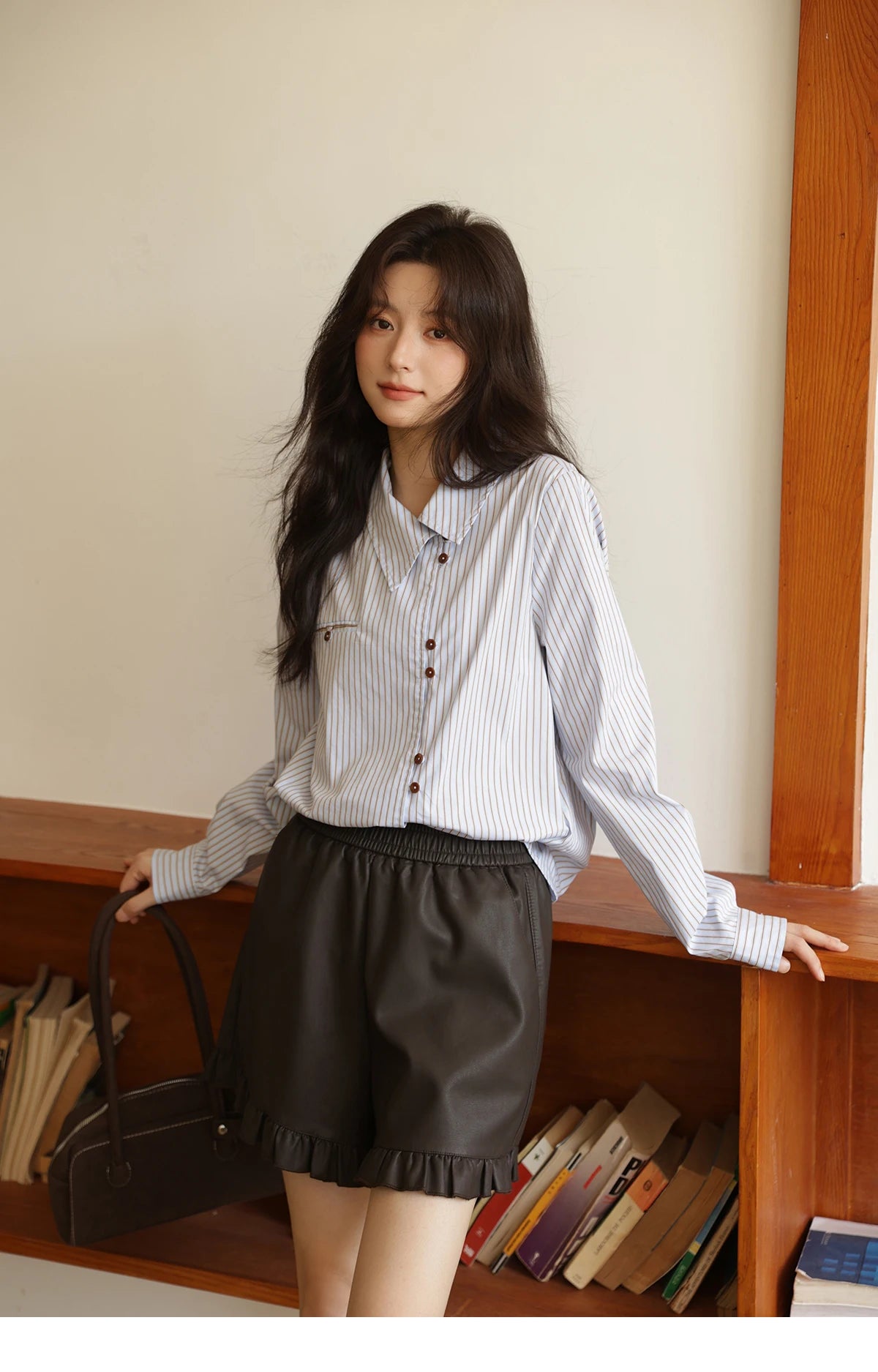 MISHOW Women's Striped Asymmetric Shirt 2025 Autumn New Arrival Vintage Loose Long Sleeve Tops Commuter Woman Clothes MXE42C2375