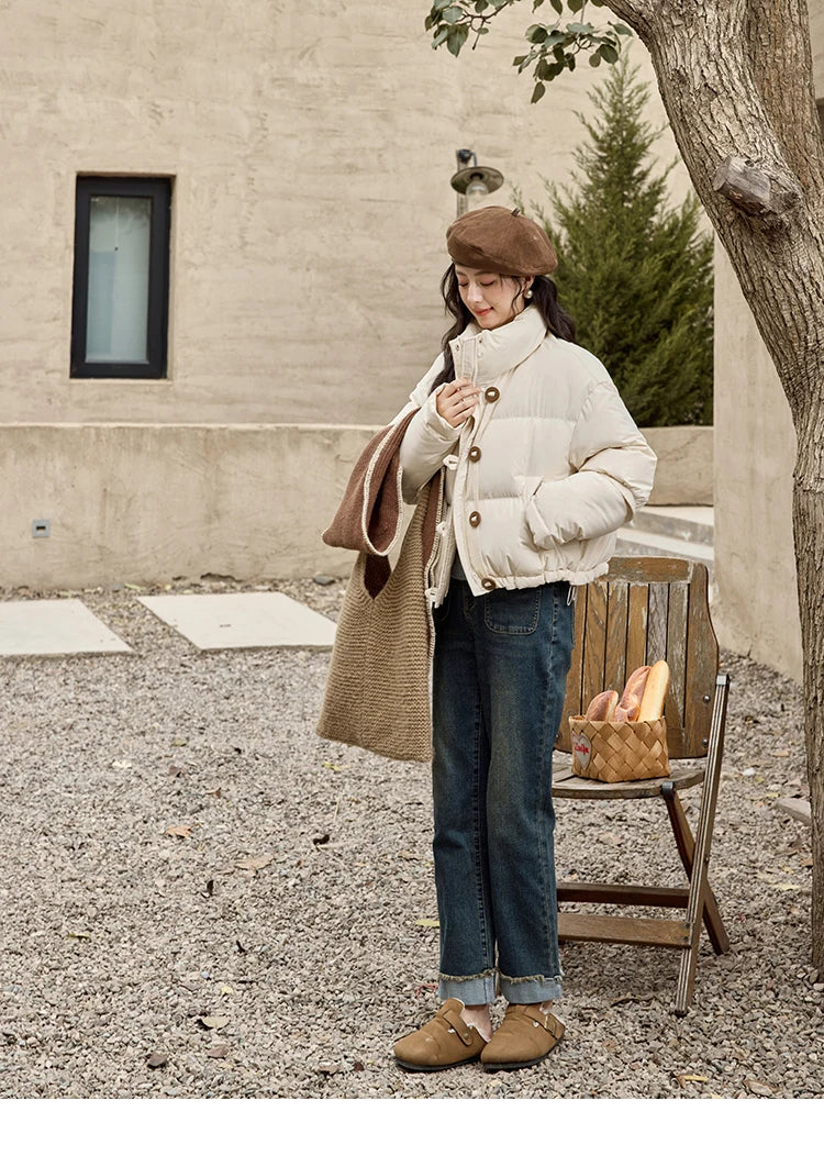 MISHOW Minimalist Down Jacket Women Zipper Short Jacket 2024 Fall Winter Loose Korean Version White Duck Down Jacket MXD42Y0047