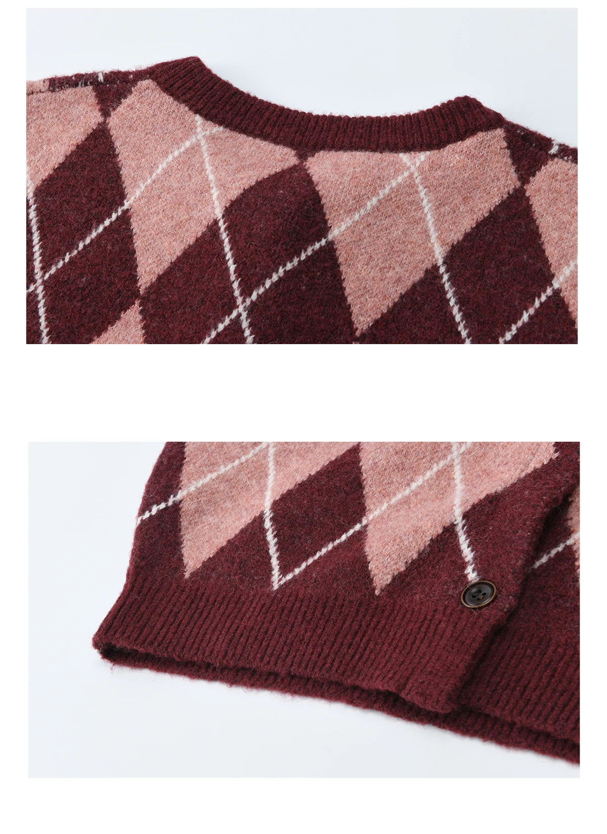 MISHOW Christmas Retro Diamond Grid Sweater Cardigan for Women 2025 Winter O-neck Contrasting Thick Knitted Sweaters MXE91Z2773