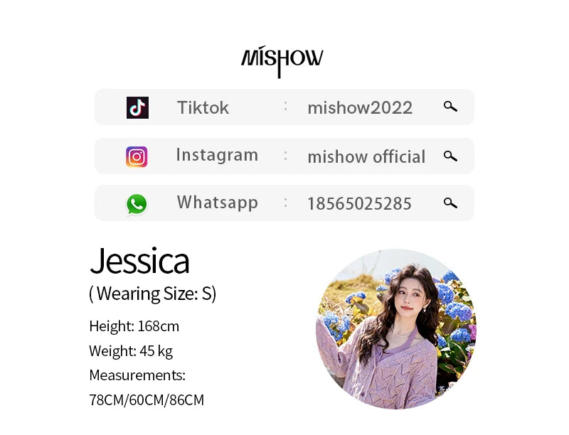 MISHOW French Knit Cardigan Women Separately 2025 Spring New Korean Casual Diamond Plaid Sweet V Neck Hollow Sweater MXE11Z1198