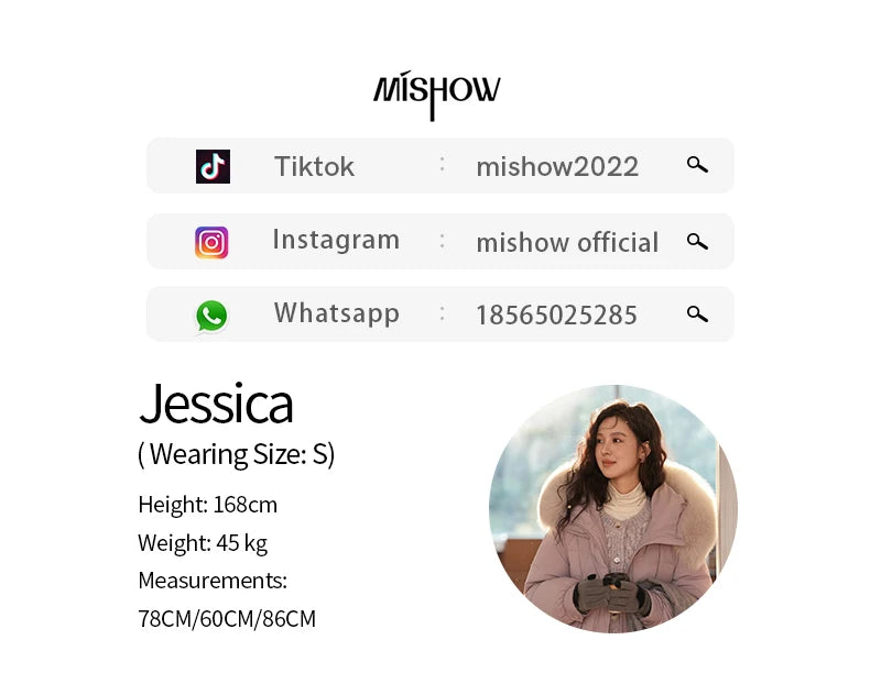 MISHOW Long Hooded Down Coats Fox Fur Collar Bread Jacket Duck Down Quilt Clothing 2024 Winter Women Thickened Coat MXD56Y0054