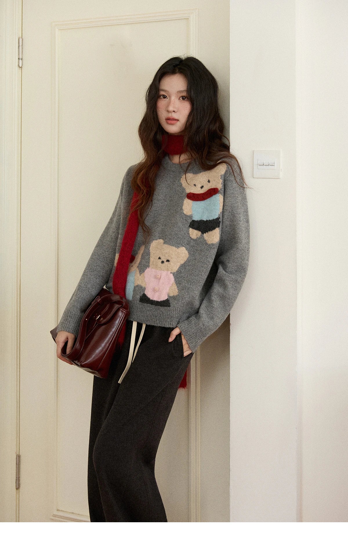 MISHOW Wide-leg Pants for Women 2025 Autumn Winter High Waist Straight Lace-up Loose Pants Retro Casual Slim Pants MXE89K1100