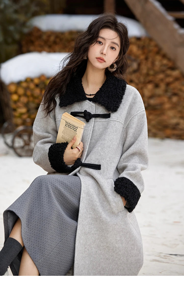 MISHOW High Waist Vintage Wave Point Split Skirts Straight Thickened Warm Zipper Design A-LINE Midi Skirts Versatile MXD58B0630