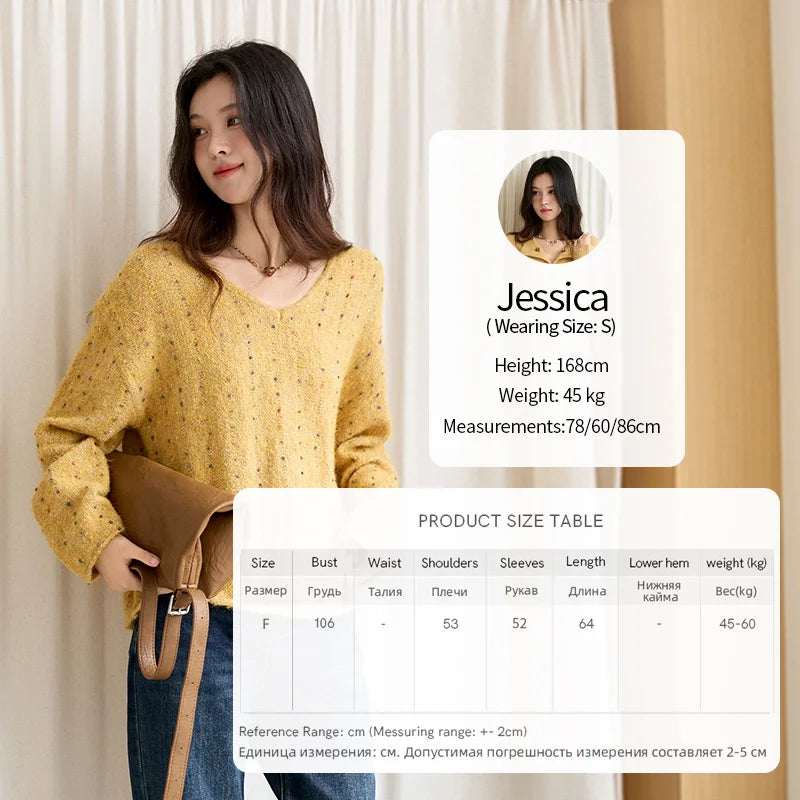 MISHOW Women's Autumn Cardigan 2025 Retro Yellow Handmade Flower Cardigan Turn-down Collar Knitted Commute Cardigan MXE47Z2591