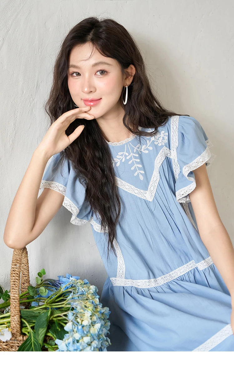Mishow Lace Embroidery Flying Sleeve Dress MXC39L1562