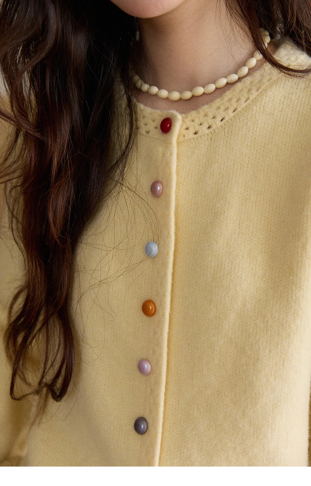 MISHOW Women's Cardigan 2025 Slim Fit Hollow Out Round Neck Rainbow Button Sweater French Style Solid Warm Knitwear MXE90Z2796