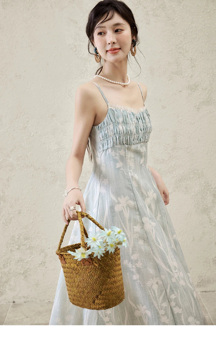 MISHOW Print Spring Summer Suspender Dress Women 2025 Square Collar Sleeveless Korean Dresses Lady New Fashion Slim MXE16L2127