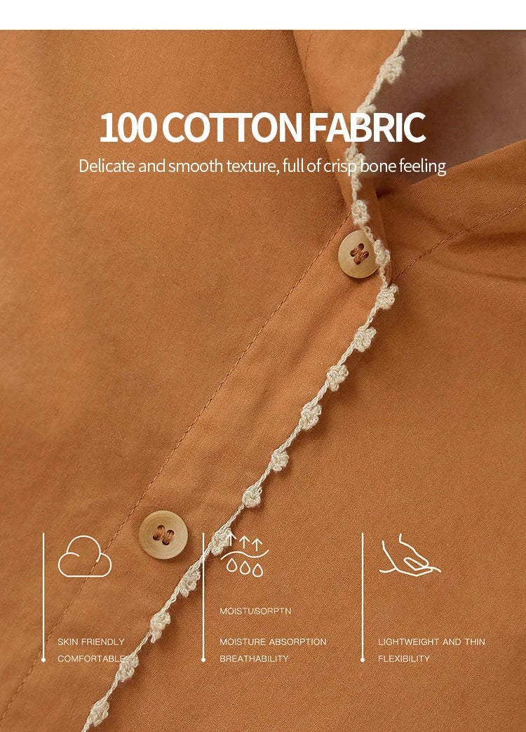 MISHOW Women's 100% Cotton Shirt 2025 Autumn Korean Lapel V-neck Single Breasted Tops Lace Trim Shirts Office Lady MXE43C2377