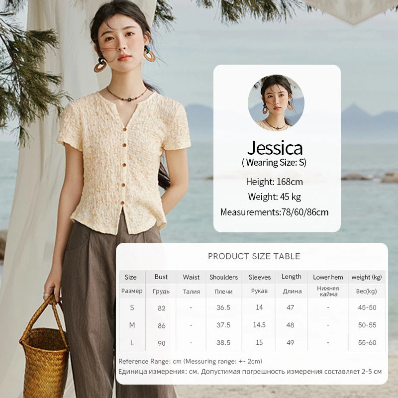 MISHOW Print Casual Summer T-shirts Women 2025 New Short Sleeve V-neck Thin Knitted Shirt Female Fashion Breathable MXE31Z1234