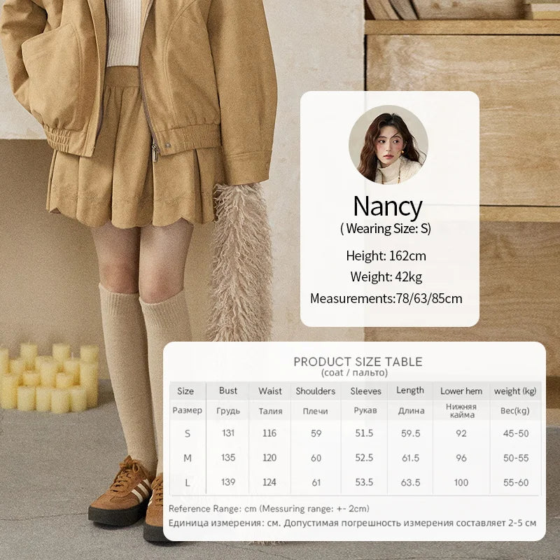 MISHOW Women's Embroidered Sweet Short Skirt 2025 Autumn Winter Pleated Solid Short Skirt High Waist Hem Wavy Skirts MXE87B2451