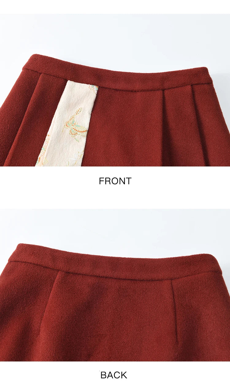 MISHOW Tweed Jacket Midi Skirts Separately Removable Fur Collar Frog Short Coat Cotton Clip A-LINE Pleated Skirt MXD59W0609