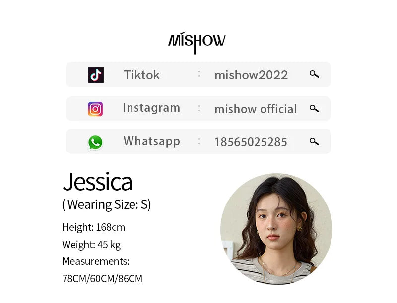 MISHOW Striped Cartoon Pufferfish Printed T-shirt for Women Summer 2025 Slim Shoulders Cotton Tees Short Sleeved Top MXE32T0538