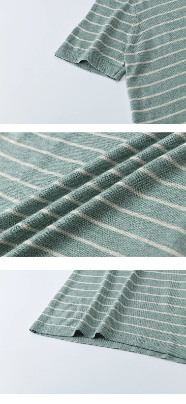 MISHOW Striped Knitted T-shirt for Women Summer 2025 Color Contrasting Round Neck Tees Wool Blended Slim Casual Top MXE35Z1270