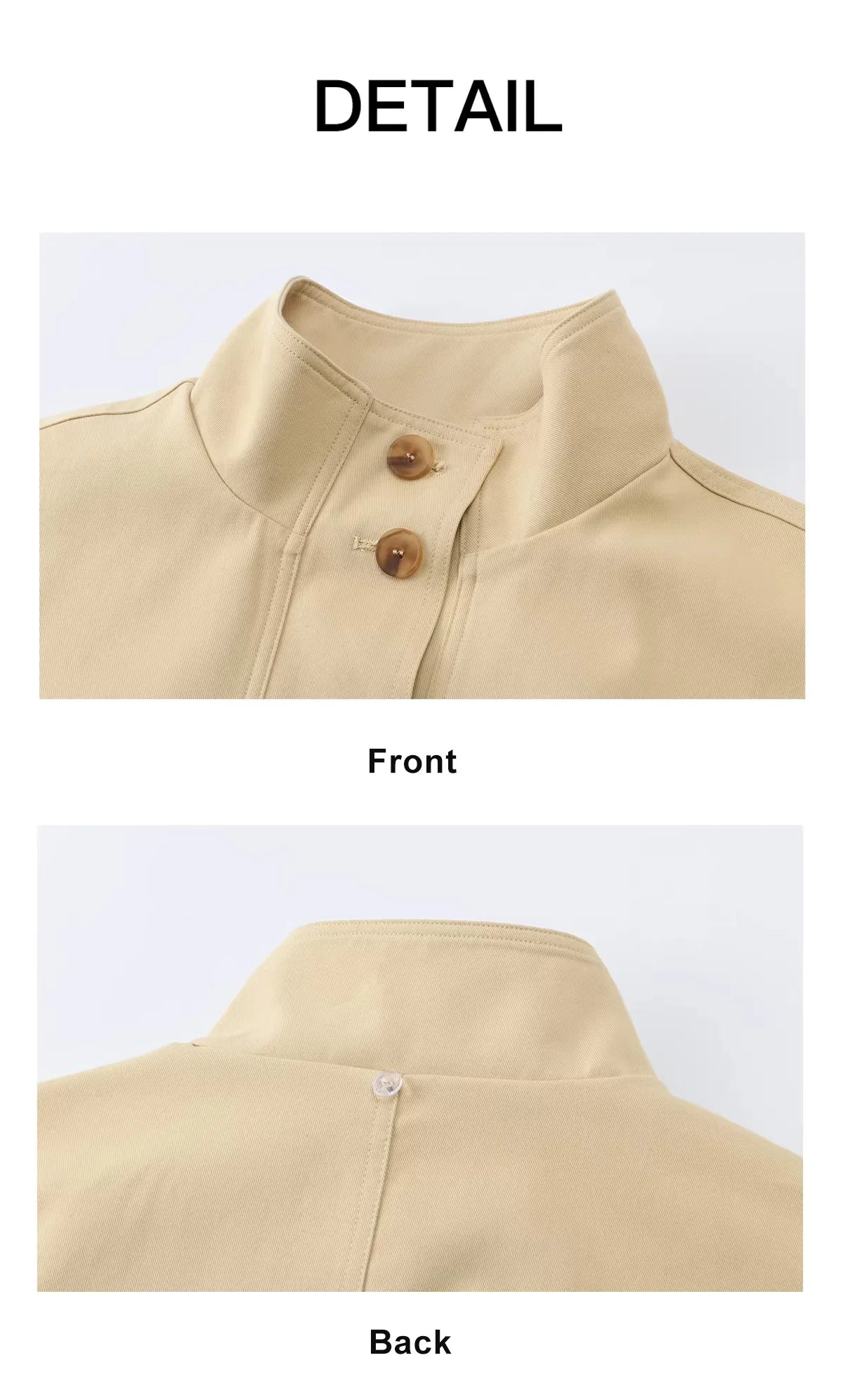 MISHOW Women's Khaki Cropped Trench Coat Spring Lapel Stand Collar Coats Removable Plaid Cap Casual Loose Jacket MXF108W1003