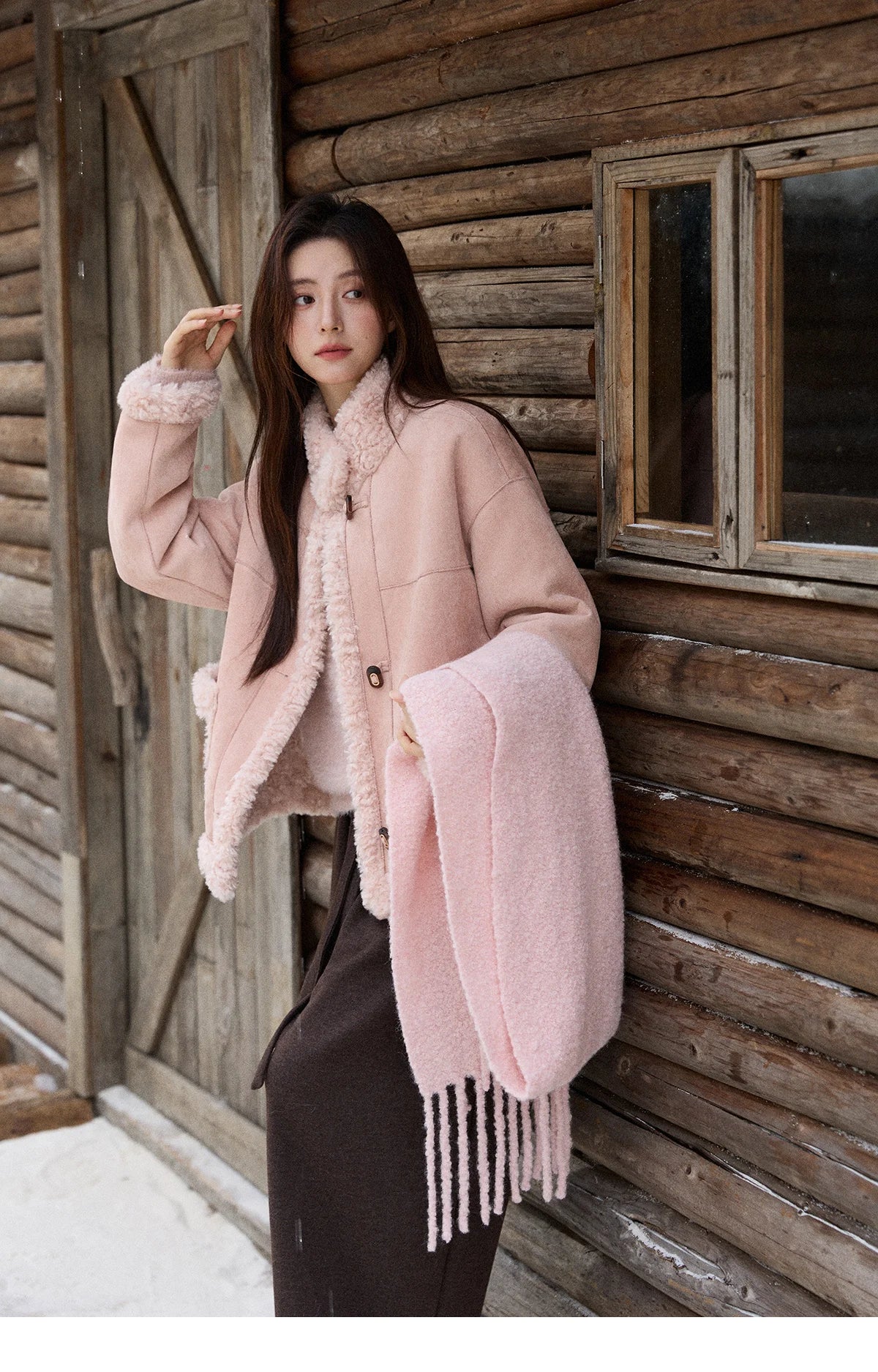 MISHOW Winter Jacket Women 2025 Elegant Luxury Suede Composite Fur Stand-up Collar Short Jacket Windproof Warm Coat MXE87W0941