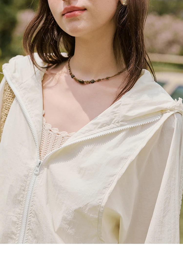 MISHOW Sunscreen Summer Coat Women New 2025 Long Sleeve Hooded Solid Lace Loose Cardigan Female Thin Breathable MXE33W0780