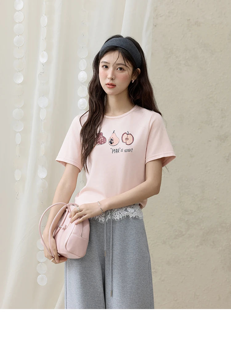 MISHOW Summer Print Casual T-shirt Women New 2025 Short Sleeve Round Neck Slim Shirts Female Fashion Office Lady Tops MXE33T0500