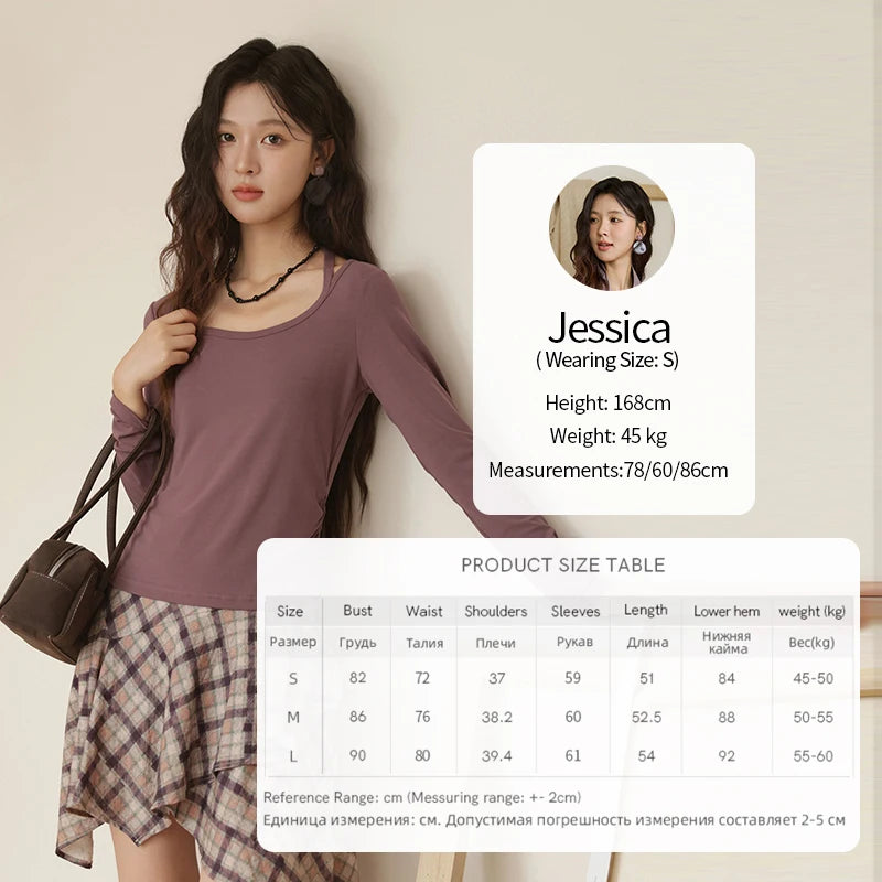 MISHOW Elastic Knitted T-shirts for Women Autumn 2025 Hanging Neck Strap Tees Pleated Waist Slim Long Sleeved Top MXE42T0720