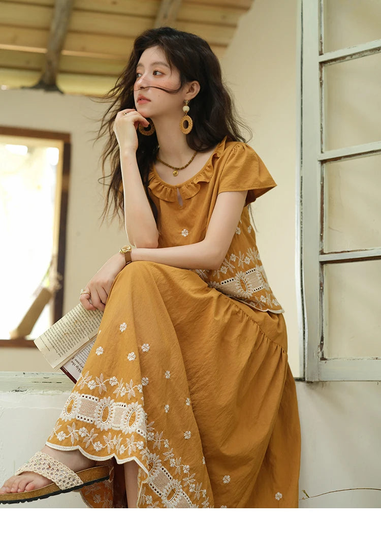 MISHOW Women's Clothing Two Piece Set 2025 French Lace Embroidery Blouse A-line Straight Half Skirt Ladies Summer Set MXE39T0645