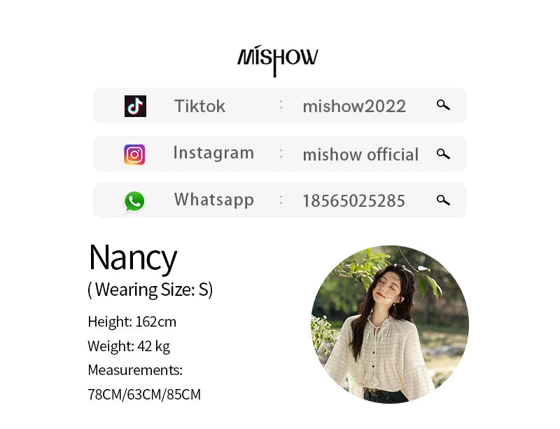 MiSHOW French Striped Blouses Women Spring New 2025 Long Sleeve Lace Collar Shirts Female Fashion Solid Chiffon Tops MXE12C0387