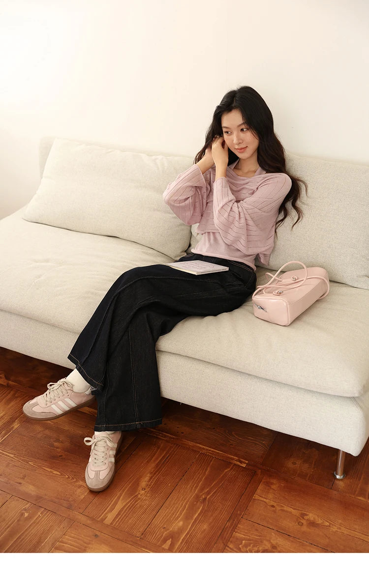 MISHOW Striped Short Hanging Neck Top Two-piece Set 2025 Autumn Wool Blend Knitted Sweater Casual Fashion Top Sets MXE46T1399